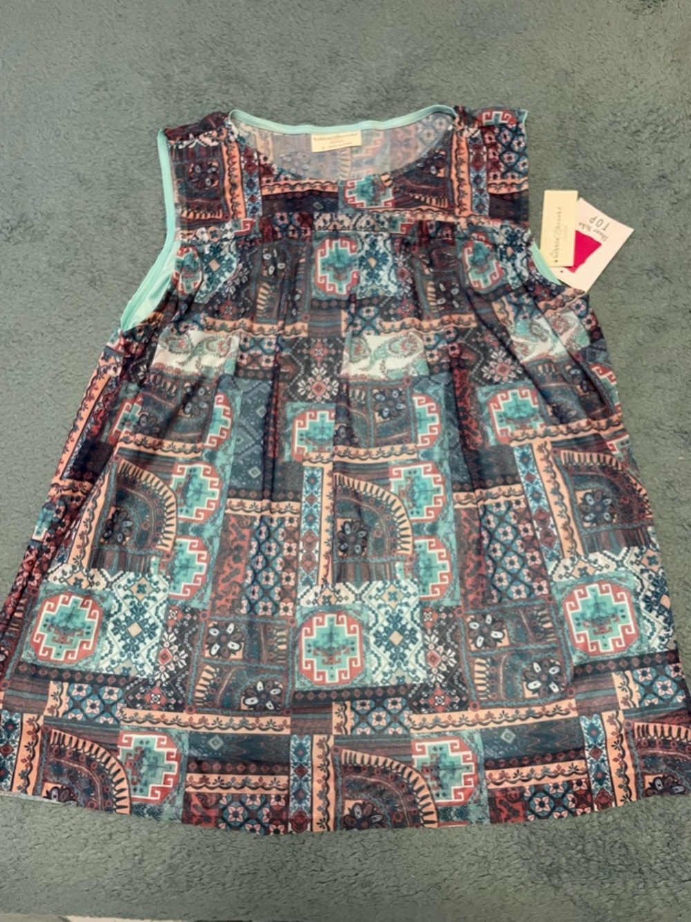 Bobbie Brooks Multicolor Geometric Print Sleeveless Top